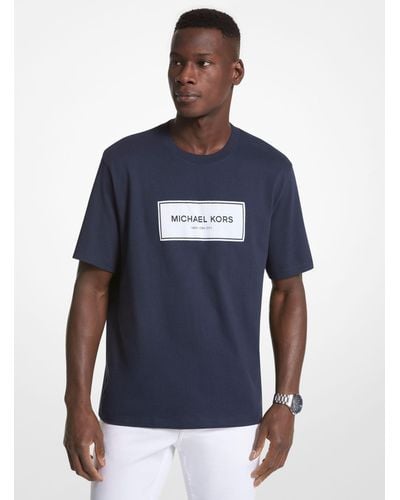 Michael Kors Mk Logo Cotton Oversized T-Shirt - Blue