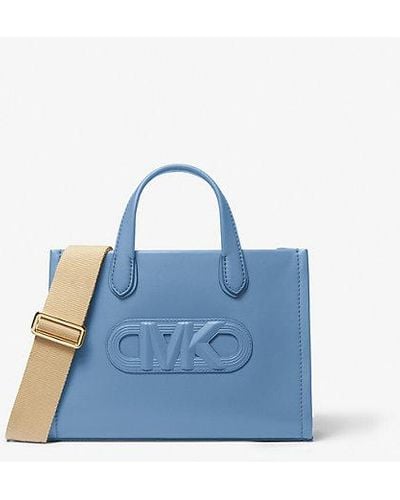 Michael Kors Gigi Small Embossed Leather Messenger Bag - Blue