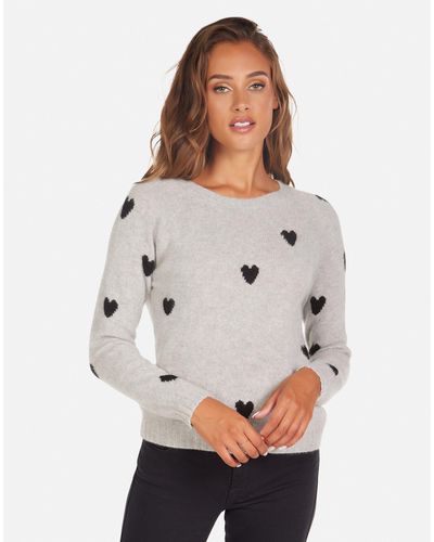 Michael Lauren Godric Cashmere Heart Sweater - Gray