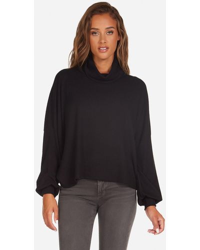 Michael Lauren Theron Long Sleeve Oversized Pullover - Black