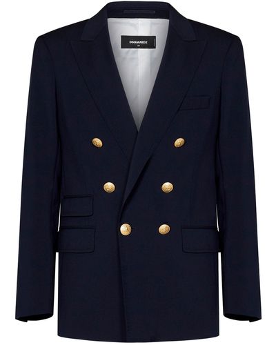 DSquared² Palm Beach Double Breasted Blazer - Blue