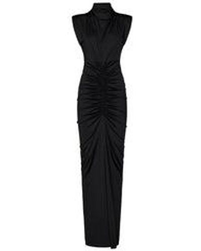 Victoria Beckham Ruched Jersey Gown Long Dress - Black