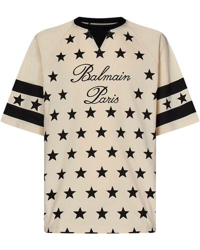 Balmain Signature Star T-Shirt - Natural