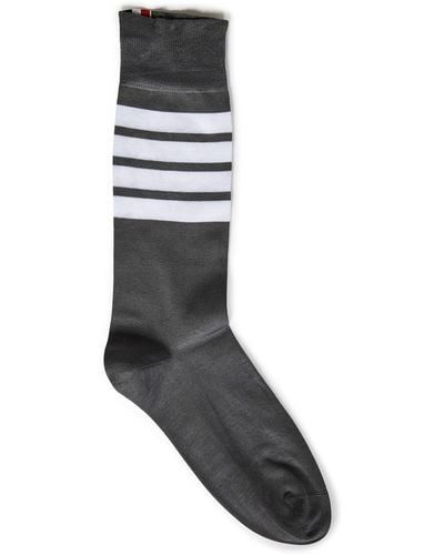 Thom Browne 4-Bar Stripe Socks - Gray