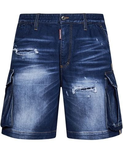 DSquared² Shorts Medium Ripped Knee Wash 64 Tag - Blu