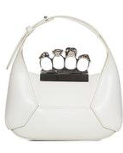 Alexander McQueen Hobo Mini Jeweled Handbag - White
