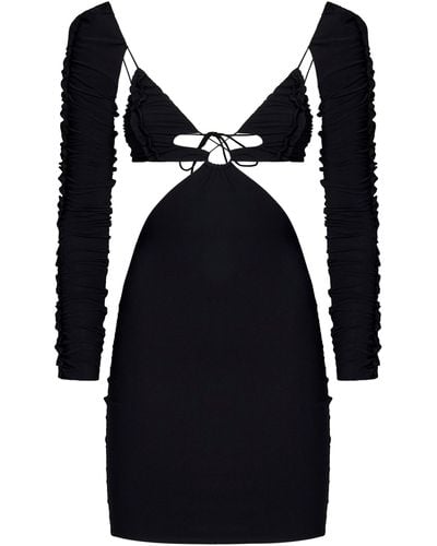 Amazuìn Azhar Ruffles Mini Dress - Black
