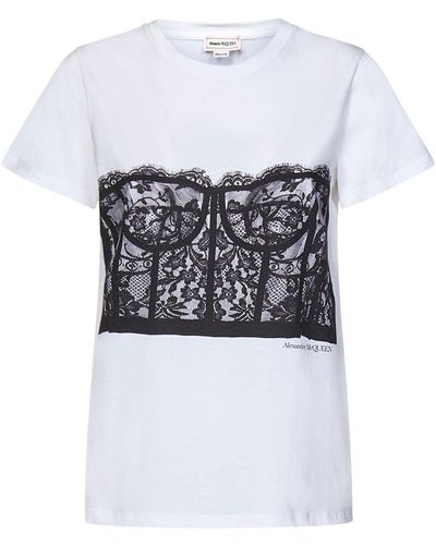 Alexander McQueen Lace Corset T-shirt - White