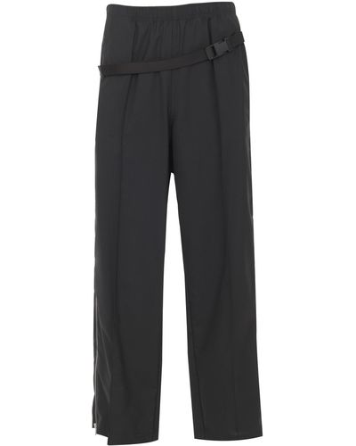 Maison Margiela Black-wool Trousers With Side Bumbag, Elasticated Waist And Side Zip