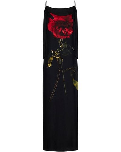 Alexander McQueen Shadow Rose Long Dress - Blue