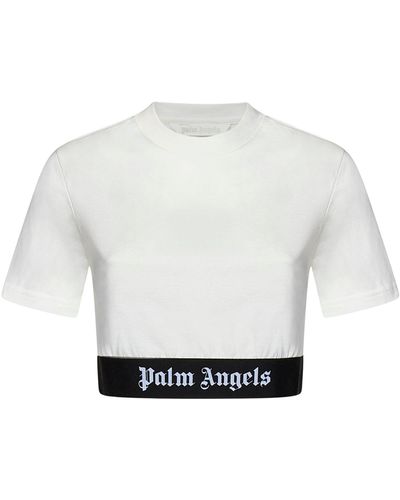 Palm Angels T-Shirt Logo Tape Crop - Bianco