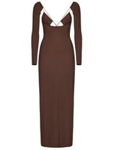 Amazuìn Issad Sleeves Long Dress - Brown