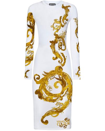 Versace Watercolour Couture Midi Dress - Metallic