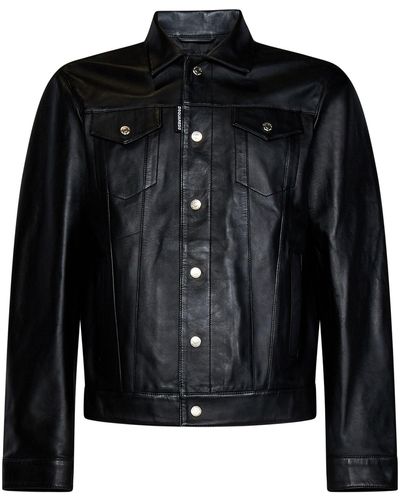 DSquared² Leather Dan Jean Jacket - Black