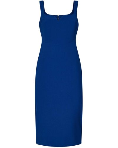 Victoria Beckham Sleeveless Fitted T-Shirt Dress Midi Dress - Blue