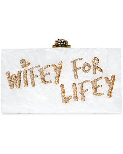 Sophia Webster Cleo Wifey For Lifey Clutch - White