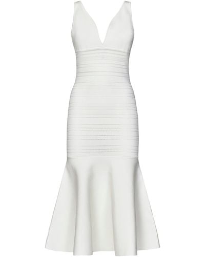 Victoria Beckham Abito Midi Frame Detail Dress - Bianco