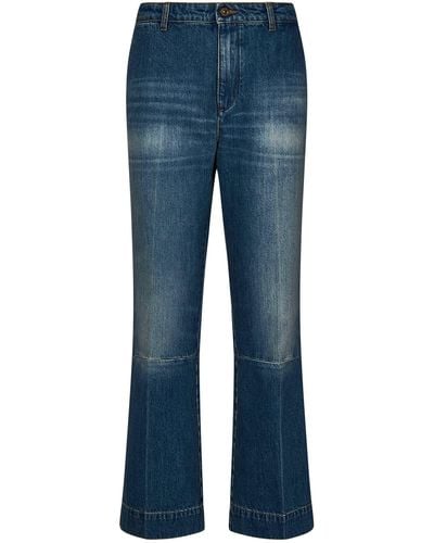 Victoria Beckham Jeans Cropped Kick - Blu