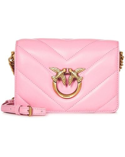 Pinko Mini Love Bag Click Big Chevron Shoulder Bag - Pink