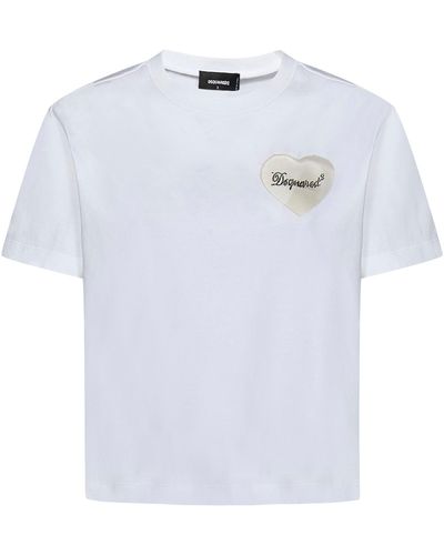 DSquared² Boxy Fit Heart T-Shirt - White