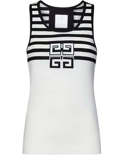 Givenchy Top a righe senza maniche con logo 4g - Nero