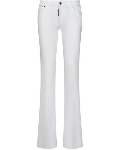 DSquared² Bull Dyed Medium Waist Flare Twiggy Jeans - White