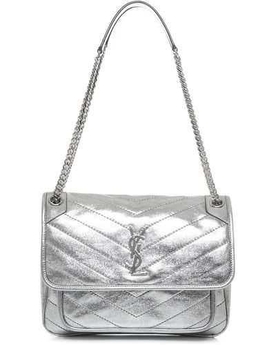 Saint Laurent Niki Medium Leather Shoulder Bag - Metallic