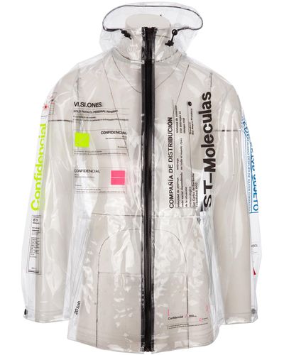 Marcelo Burlon See-through Pvc Jacket With Colored Lettering, Hood With Coulisse And Front Zip Closure - Multicolour