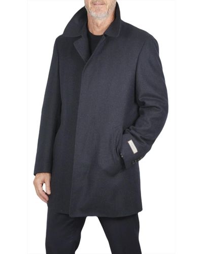 Canali Cappotto corto in lana e cashmere a chevron - Blu