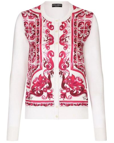 Dolce & Gabbana Cardigan in seta con inserti in twill - Rosa