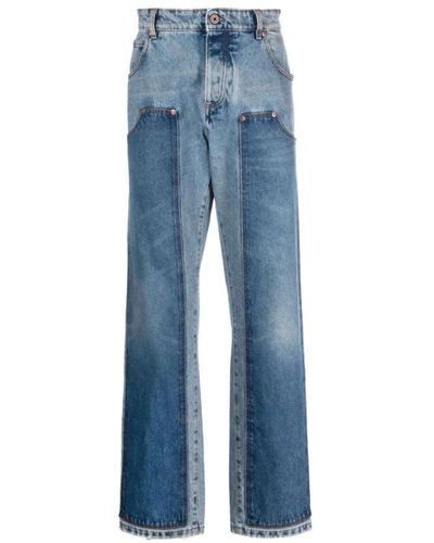 Balmain Hybrid panelled straight-leg jeans - Blu