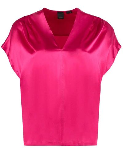 Pinko Seiden fuchsia bluse t-shirt top o - Pink