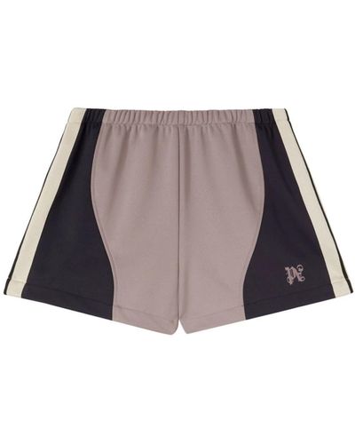 Palm Angels Farbblock jersey shorts mit seitenstreifen - Braun