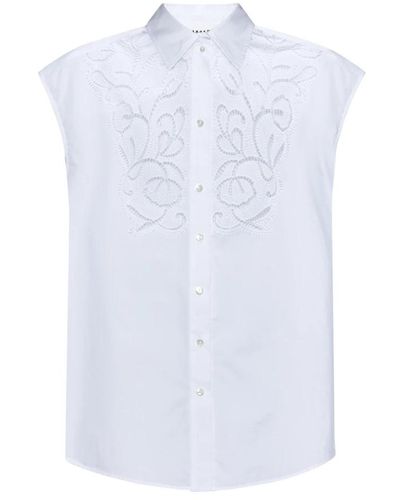 P.A.R.O.S.H. Weiße baumwoll-popeline häkel-panel-hemd