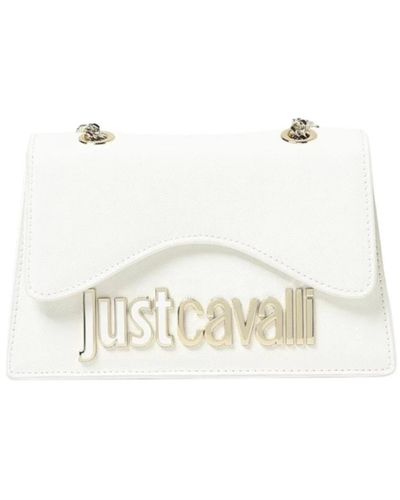 Just Cavalli Mini schultertasche in weiß saffiano