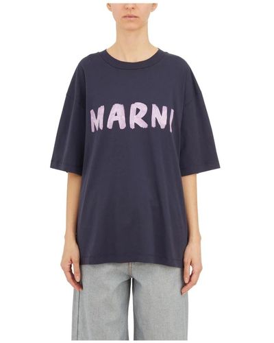 Marni Baumwoll logo t-shirt - Blau