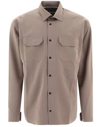 GR10K Gr10 k two pockets bonded shirt - Marrone