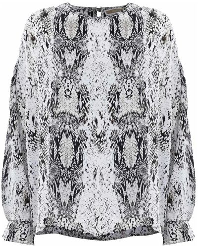 Kocca Elegante Bluse mit Python-Print - Grau