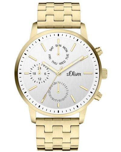 S.oliver Oro-bianco orologio cronografo in acciaio inox - Metallizzato