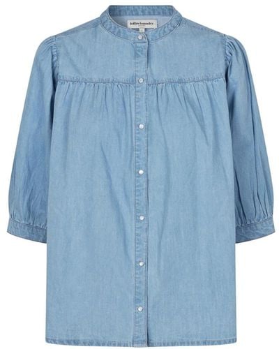 Lolly's Laundry Blaue blusenhemd mit puffärmeln