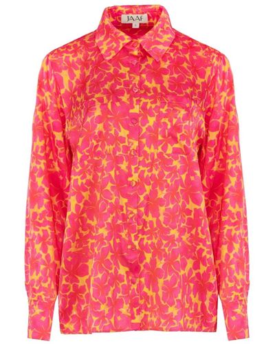 JAAF Oversized seidenhemd mit hibiskusmuster - Rot