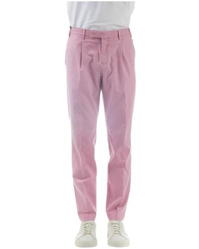 PT Torino Pantaloni rosa in cotone elasticizzato con trama