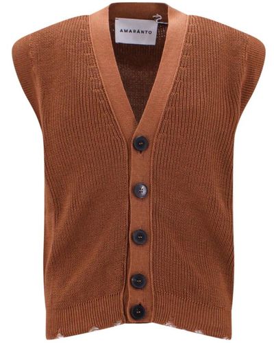 Amaranto Sleveless Knitwear - Brown