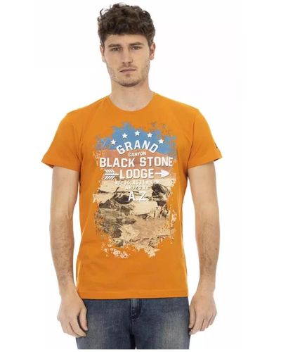 Trussardi Baumwoll t-shirt mit frontdruck - Orange
