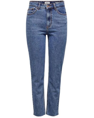ONLY Raw denim high waist jeans - Blau