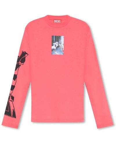 DIESEL T-crane-ls-l2 t-shirt - Rosa