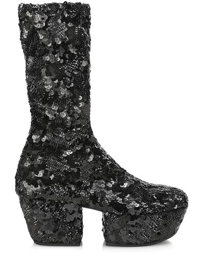 Prada Sequins botas de plataforma - Negro