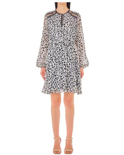 Liu Jo Leopard print puff sleeve dress - Gris