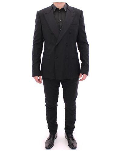Dolce & Gabbana Slim fit doppelreihiger anzug - Schwarz