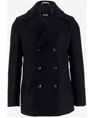 BOSS Double-Breasted Coats - Blue